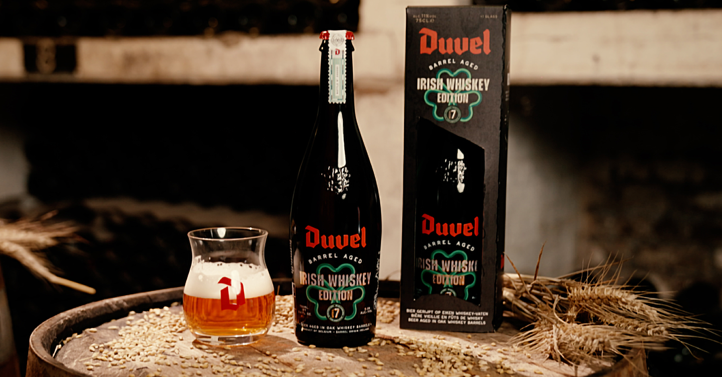 Duvel Barrel Aged Batch 7 Irish Whiskey Edition 750ml Bottle and Tasting Glass