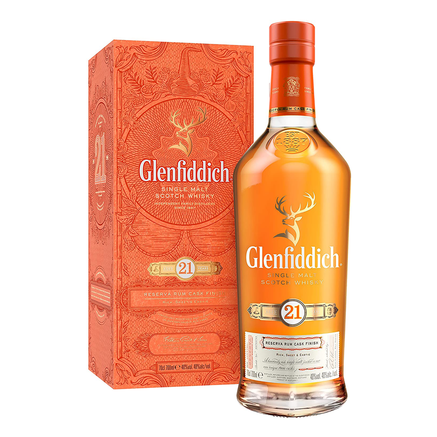 Glenfiddich Reserva Rum Cask Finish 21 Year Old Single Malt Scotch Whisky 700ml