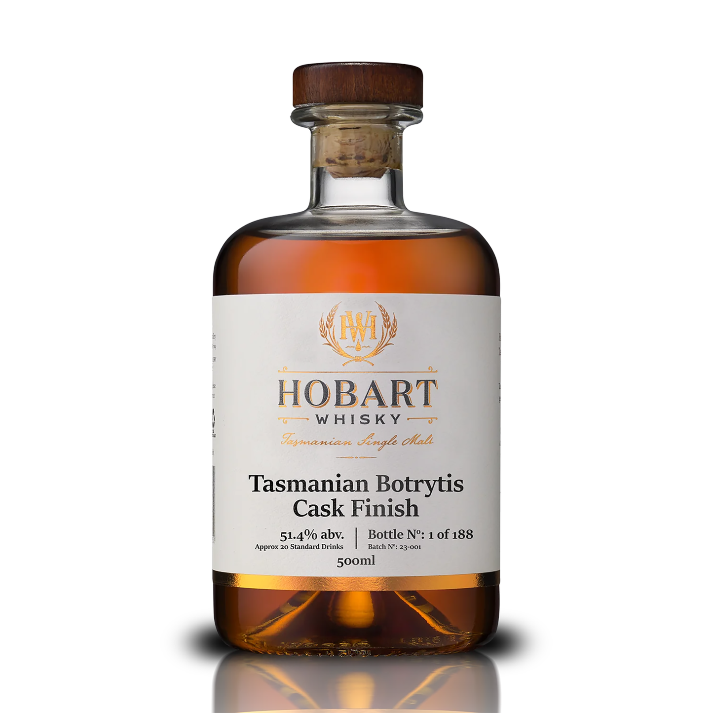 Hobart Whisky Tasmanian Botrytis Cask Finish Single Malt Whisky 500ml (Batch 23-001)