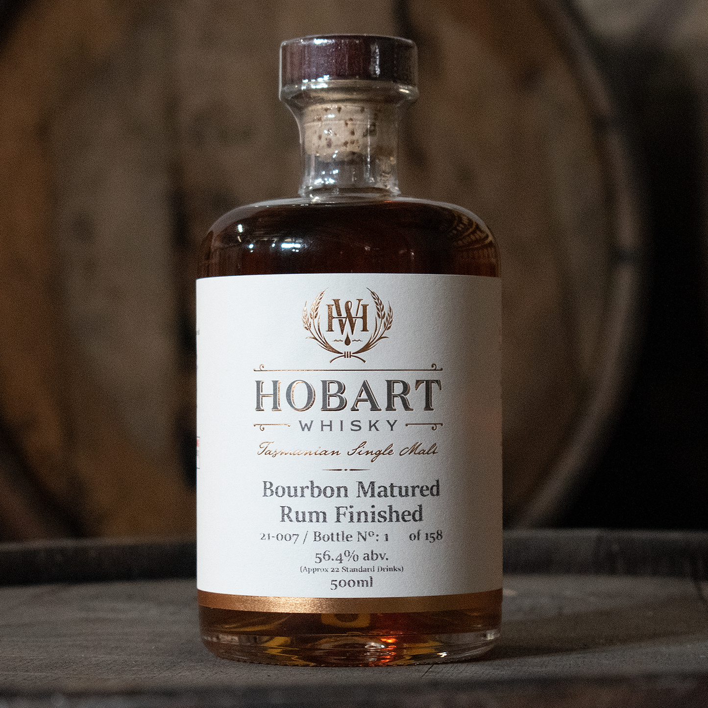 Hobart Whisky Bourbon Matured Rum Finished Single Malt Whisky 500ml (Batch 21-007) - CBD Cellars