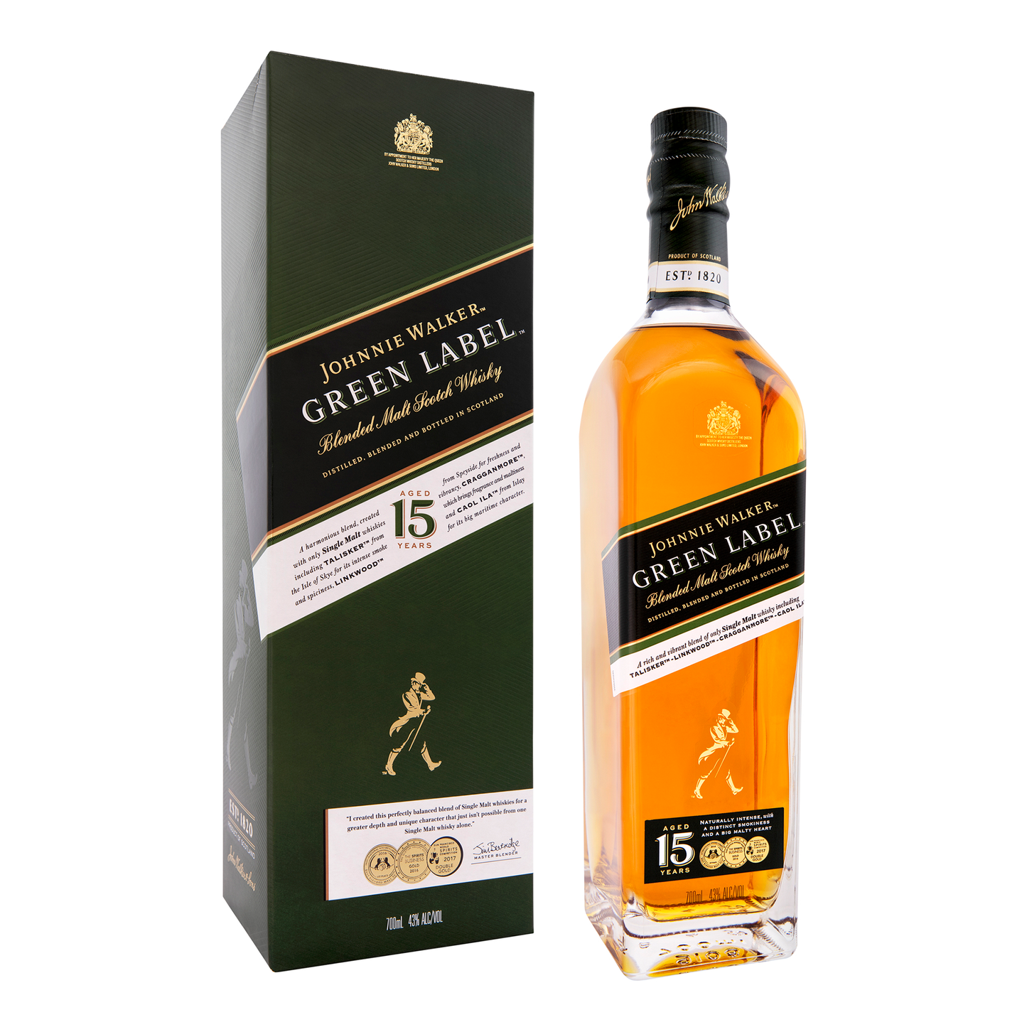 Johnnie Walker Green Label Blended Malt Scotch Whisky 700mL