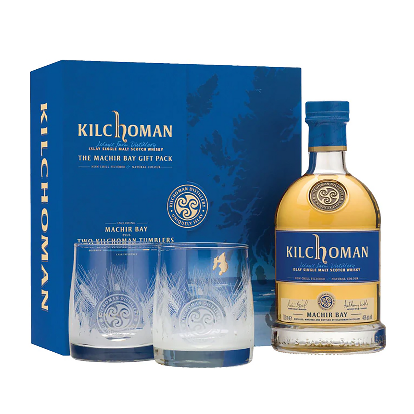 Kilchoman Machir Bay Single Malt Scotch Whisky 700ml + 2 Tumbler Set - CBD Cellars