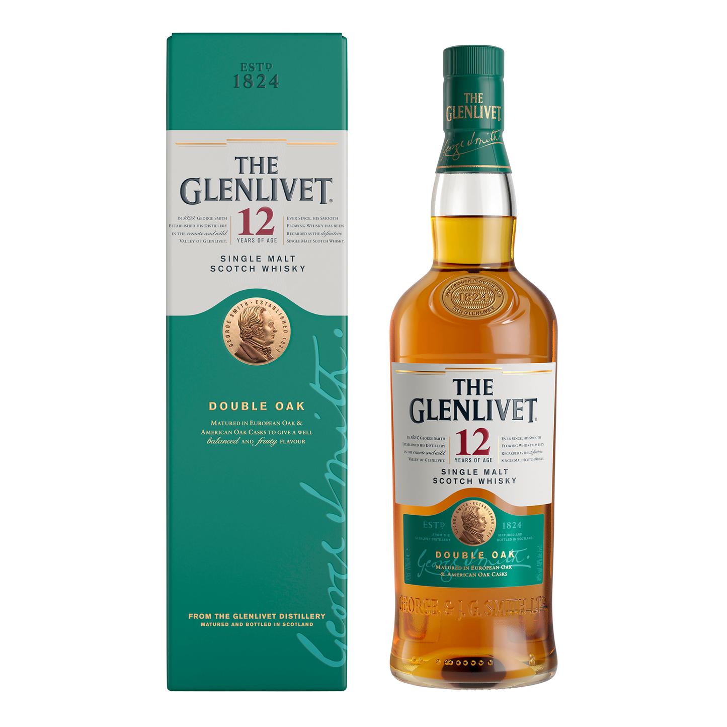 The Glenlivet 12 Year Old Single Malt Scotch Whisky Double Oak 700mL