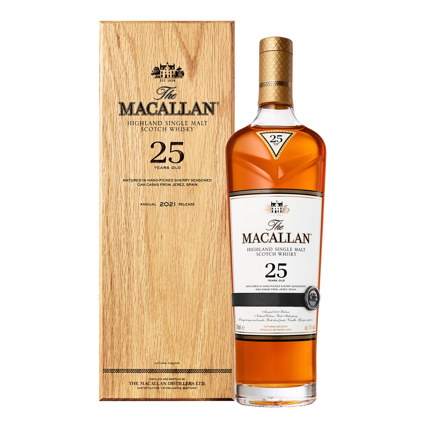 The Macallan Sherry Oak 25 Year Old Single Malt Scotch Whisky 700ml (2021 Release)