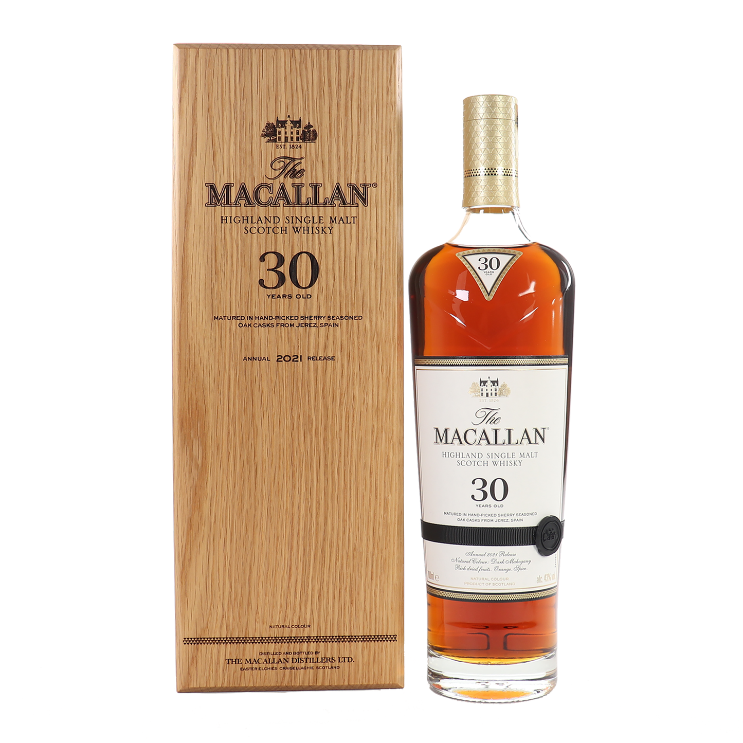 The Macallan Sherry Oak 30 Years Old Single Malt Scotch Whisky 700ml (2021 Release)