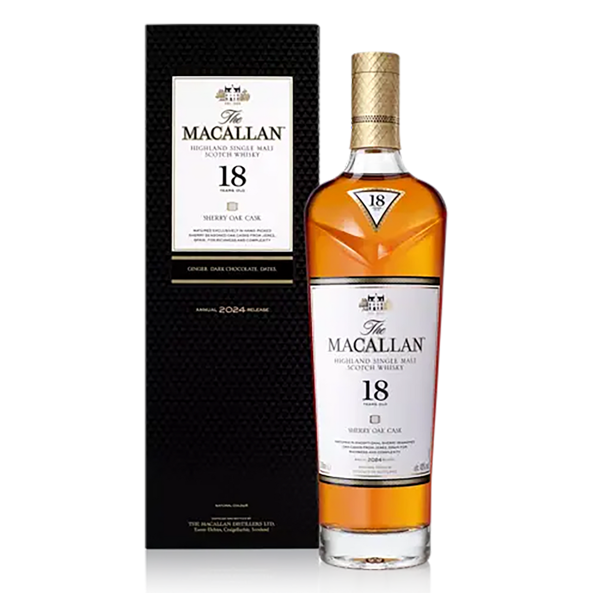 The Macallan Sherry Oak Cask 18 Years Old Single Malt Scotch Whisky 700ml (2024 Release)