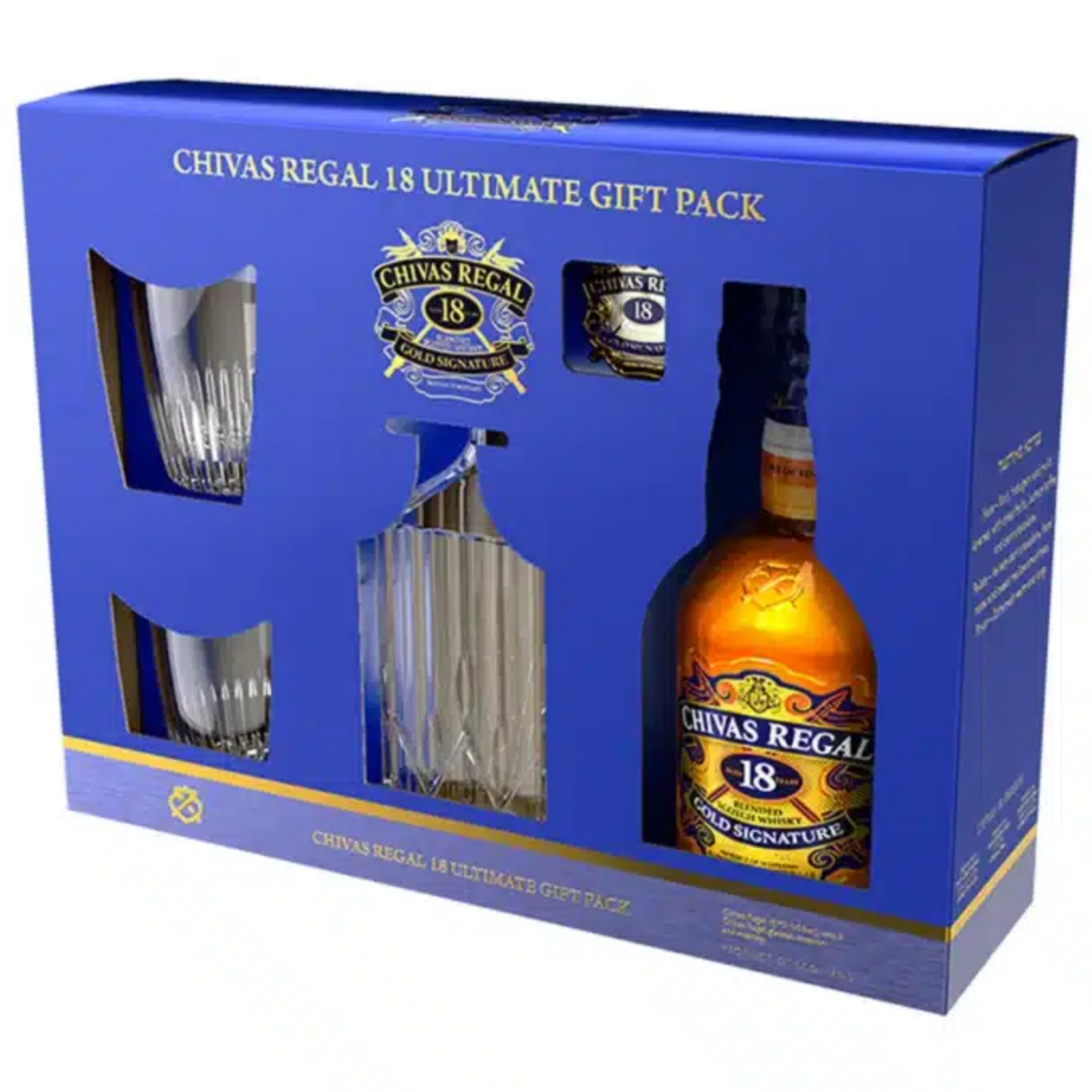 Chivas Regal 18 Year Old Blended Scotch Whisky Decanter & 2