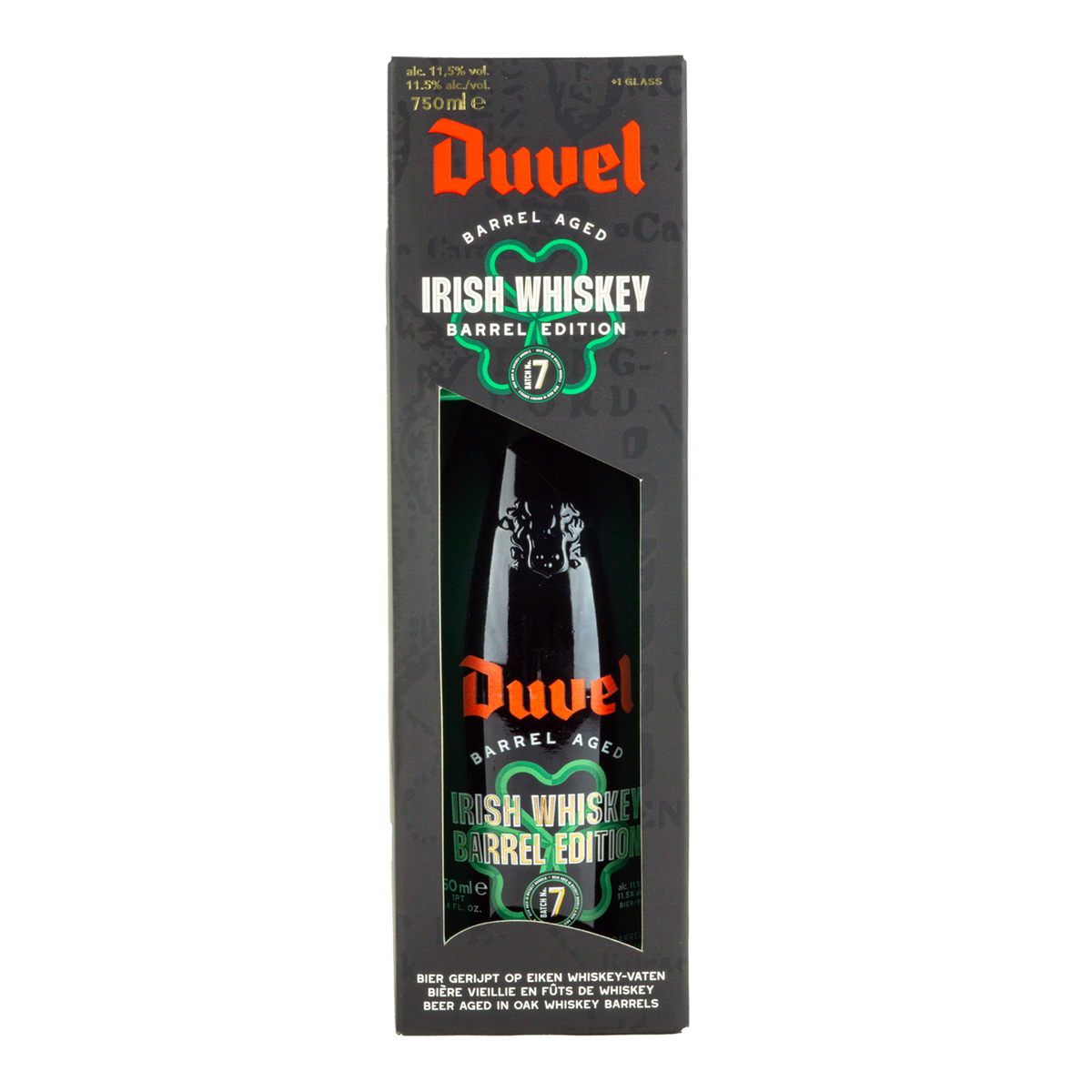 Duvel Barrel Aged Batch 7 Irish Whiskey Edition 750ml Bottle and Tasting Glass