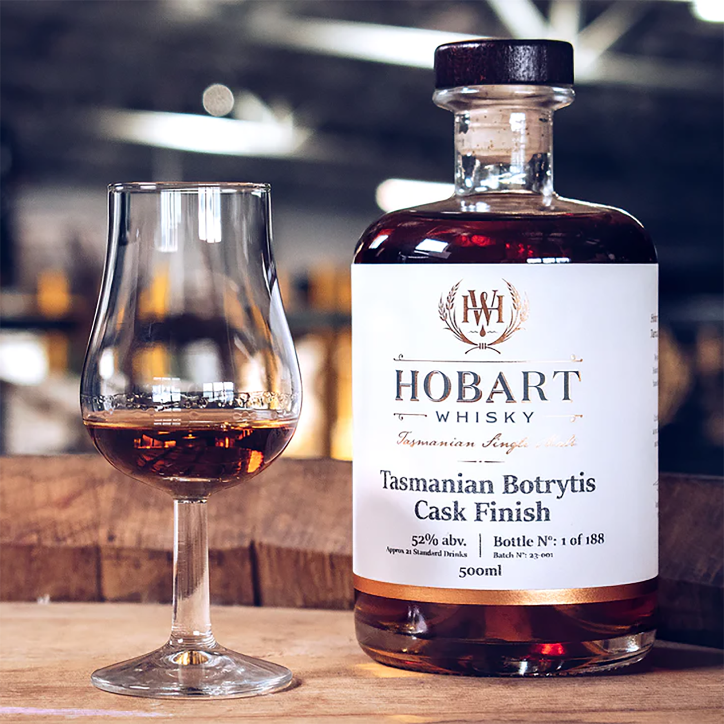 Hobart Whisky Tasmanian Botrytis Cask Finish Single Malt Whisky 500ml (Batch 23-001)