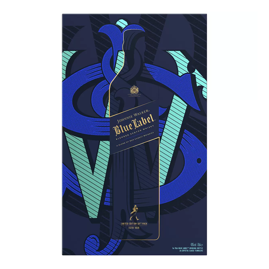 Johnnie Walker Blue Label Blended Scotch Whisky 700ml + 2 Glasses