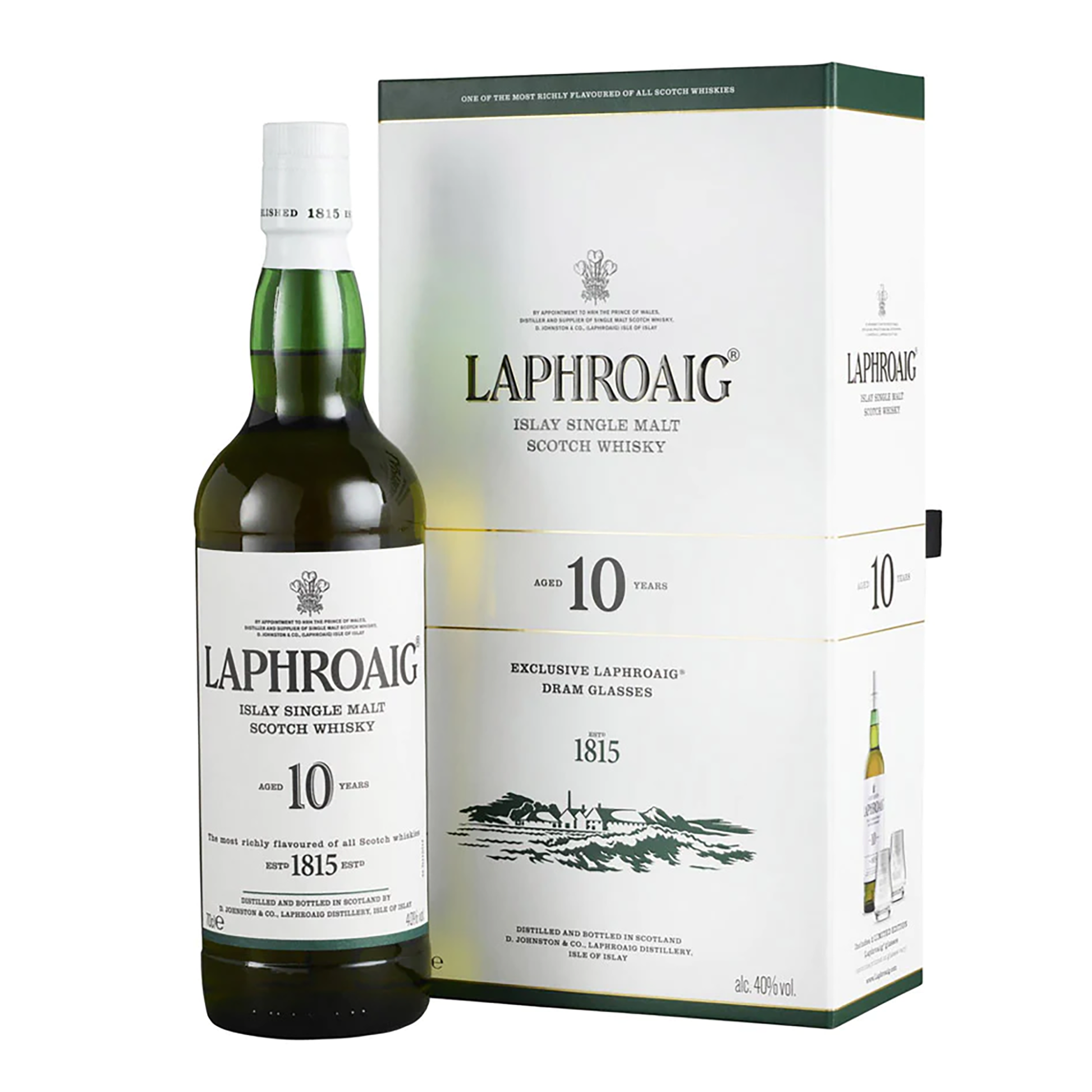 Laphroaig 10 Year Old Single Malt Scotch Whisky 700ml + 2 Glasses - CBD Cellars
