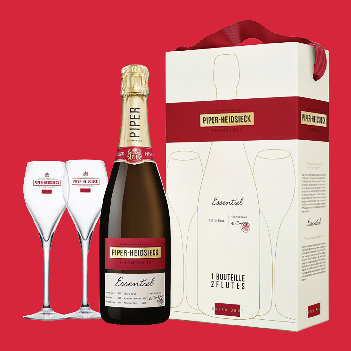 Piper-Heidsieck Essentiel Extra Brut + 2 Champagne Flutes