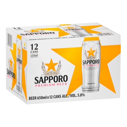 Sapporo Premium Beer 650mL Can (Case)